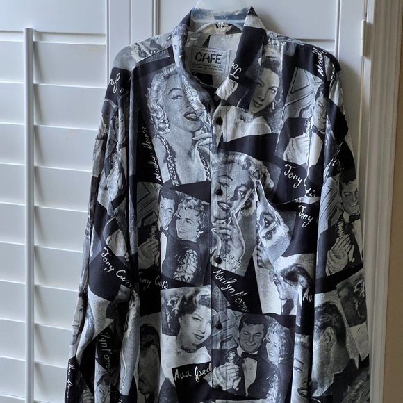CAFE HOLLYWOOD  vintage movie stars print shirt in size XXL designed in Italy - Picture 12 of 13
